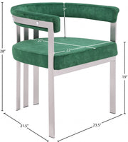Marcello Stone Velvet Upholstered Dining Chair in Green, Set of 2 - 938Green-C