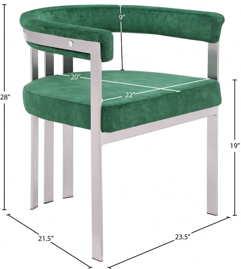 Marcello Stone Velvet Upholstered Dining Chair in Green, Set of 2 - 938Green-C