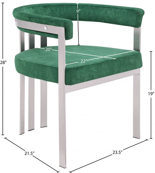 Marcello Stone Velvet Upholstered Dining Chair in Green, Set of 2 - 938Green-C