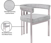 Marcello Stone Velvet Upholstered Dining Chair in Grey, Set of 2 - 938Grey-C