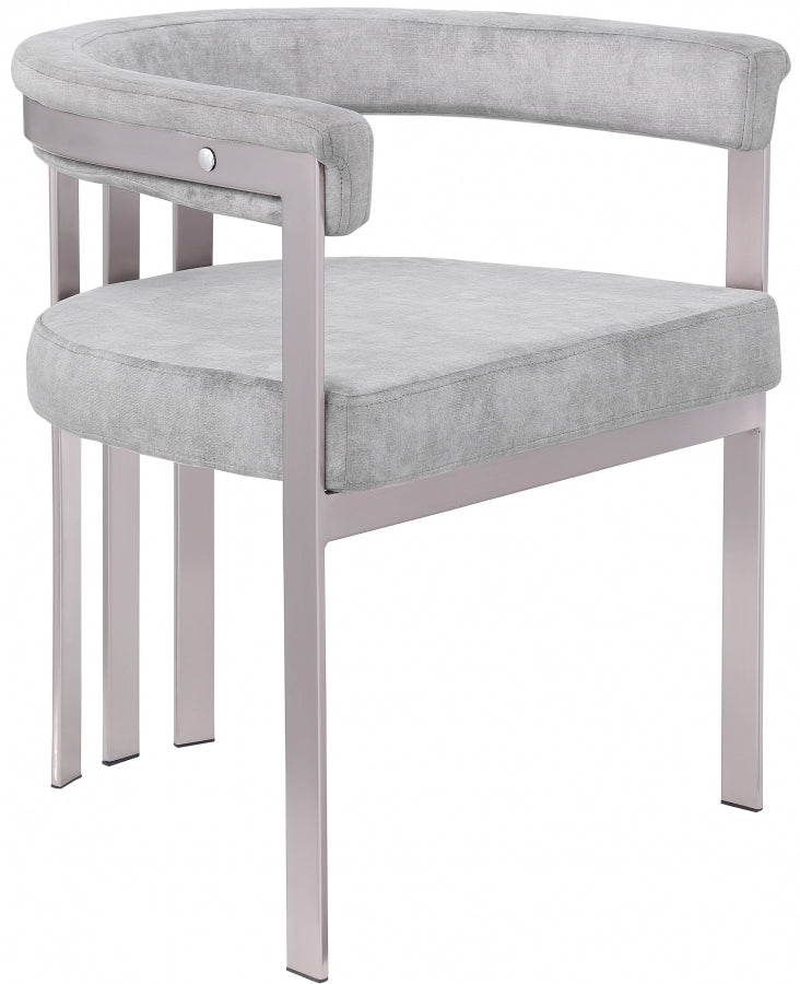 Marcello Stone Velvet Upholstered Dining Chair in Grey, Set of 2 - 938Grey-C