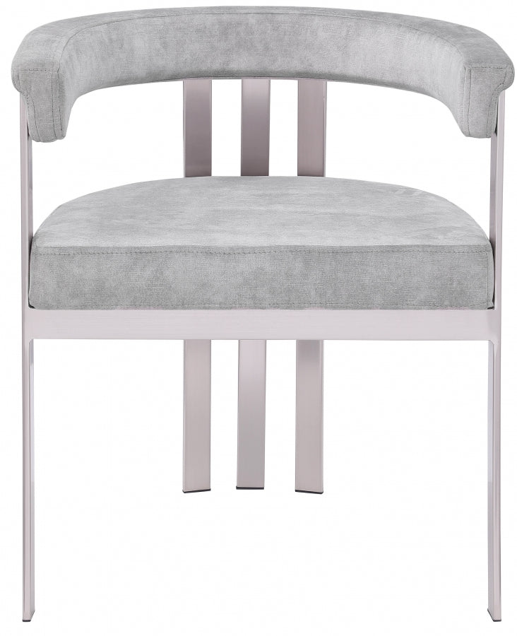 Marcello Stone Velvet Upholstered Dining Chair in Grey, Set of 2 - 938Grey-C