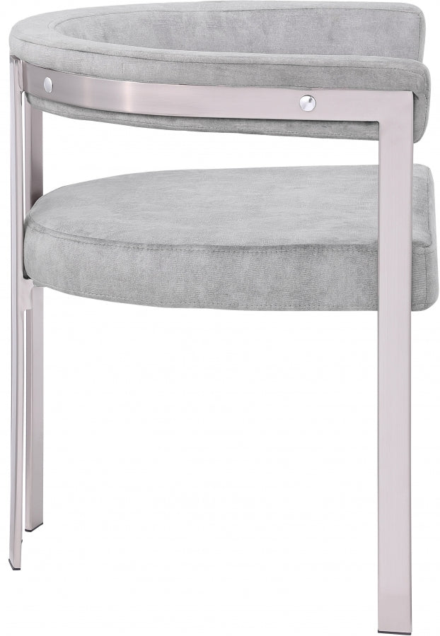 Marcello Stone Velvet Upholstered Dining Chair in Grey, Set of 2 - 938Grey-C