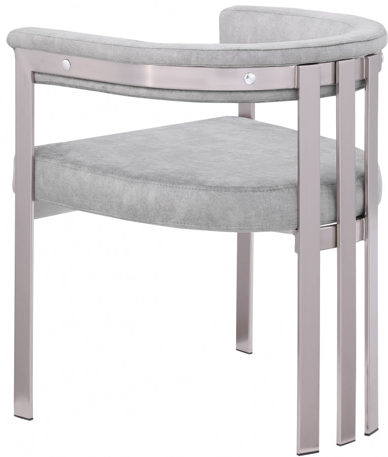 Marcello Stone Velvet Upholstered Dining Chair in Grey, Set of 2 - 938Grey-C