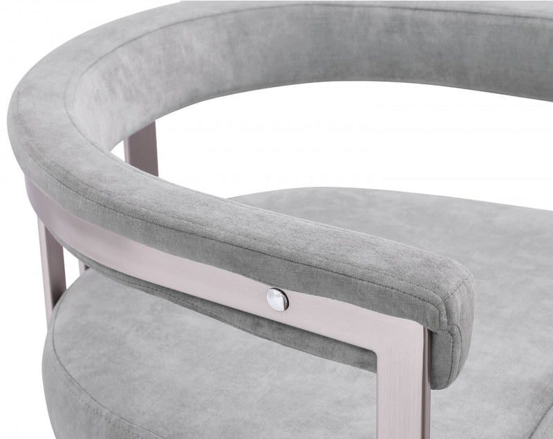 Marcello Stone Velvet Upholstered Dining Chair in Grey, Set of 2 - 938Grey-C