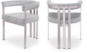 Marcello Stone Velvet Upholstered Dining Chair in Grey, Set of 2 - 938Grey-C
