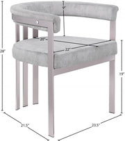 Marcello Stone Velvet Upholstered Dining Chair in Grey, Set of 2 - 938Grey-C