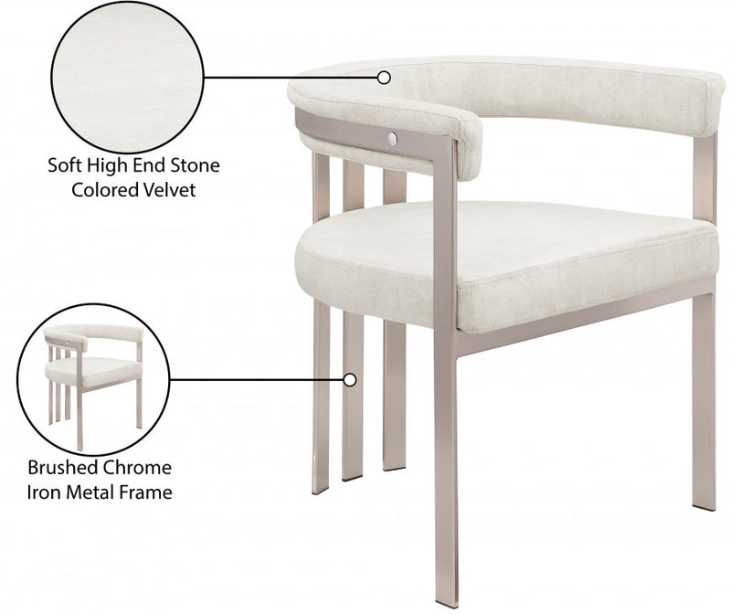 Marcello Stone Velvet Upholstered Dining Chair in Stone, Set of 2 - 938Stone-C