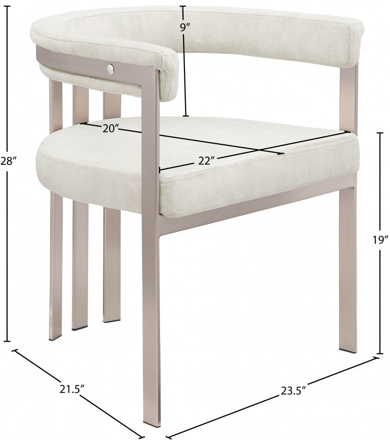 Marcello Stone Velvet Upholstered Dining Chair in Stone, Set of 2 - 938Stone-C