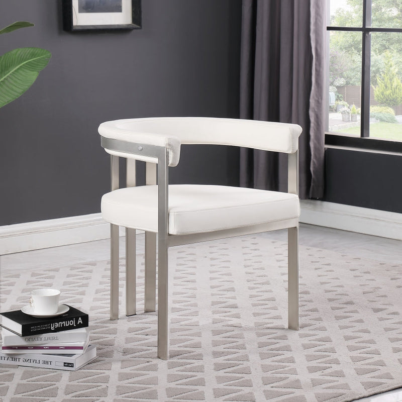 Marcello Vegan Leather Upholstered Dining Chair in Cream, Set of 2 - 938Cream-C