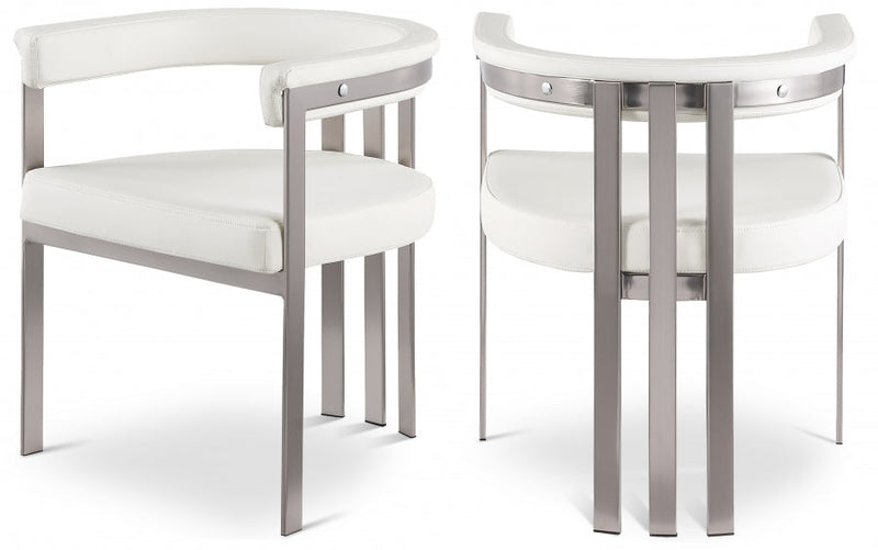 Marcello Vegan Leather Upholstered Dining Chair in Cream, Set of 2 - 938Cream-C