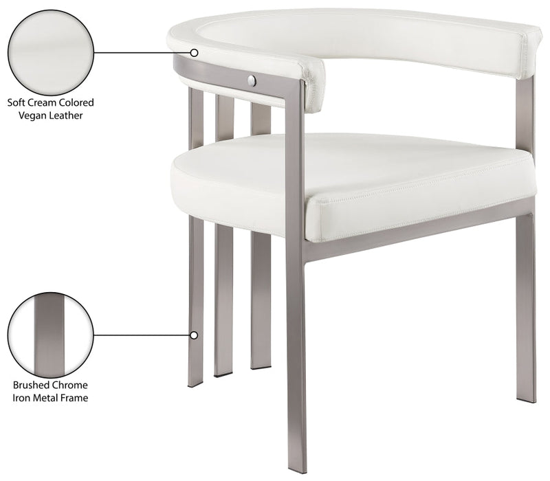 Marcello Vegan Leather Upholstered Dining Chair in Cream, Set of 2 - 938Cream-C