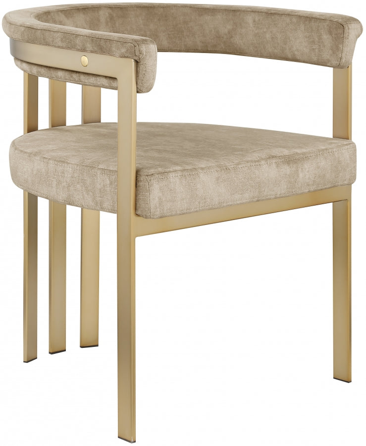 Marcello Velvet Upholstered Dining Chair in Beige, Set of 2 - 595Beige-C