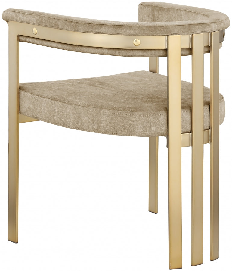 Marcello Velvet Upholstered Dining Chair in Beige, Set of 2 - 595Beige-C