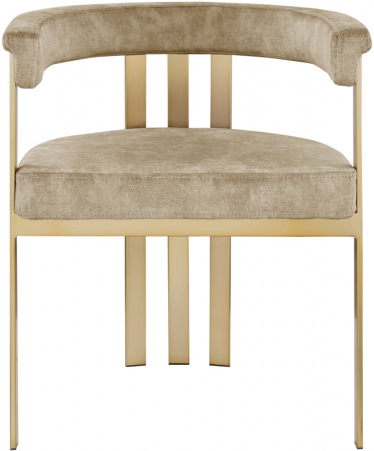 Marcello Velvet Upholstered Dining Chair in Beige, Set of 2 - 595Beige-C