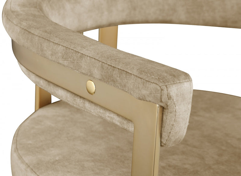 Marcello Velvet Upholstered Dining Chair in Beige, Set of 2 - 595Beige-C