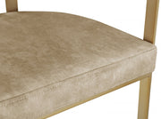 Marcello Velvet Upholstered Dining Chair in Beige, Set of 2 - 595Beige-C