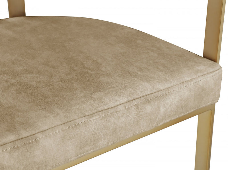 Marcello Velvet Upholstered Dining Chair in Beige, Set of 2 - 595Beige-C