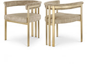 Marcello Velvet Upholstered Dining Chair in Beige, Set of 2 - 595Beige-C