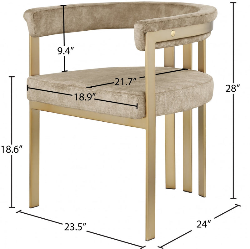 Marcello Velvet Upholstered Dining Chair in Beige, Set of 2 - 595Beige-C