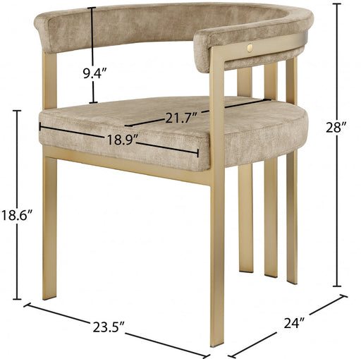 Marcello Velvet Upholstered Dining Chair in Beige, Set of 2 - 595Beige-C