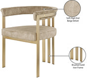 Marcello Velvet Upholstered Dining Chair in Beige, Set of 2 - 595Beige-C