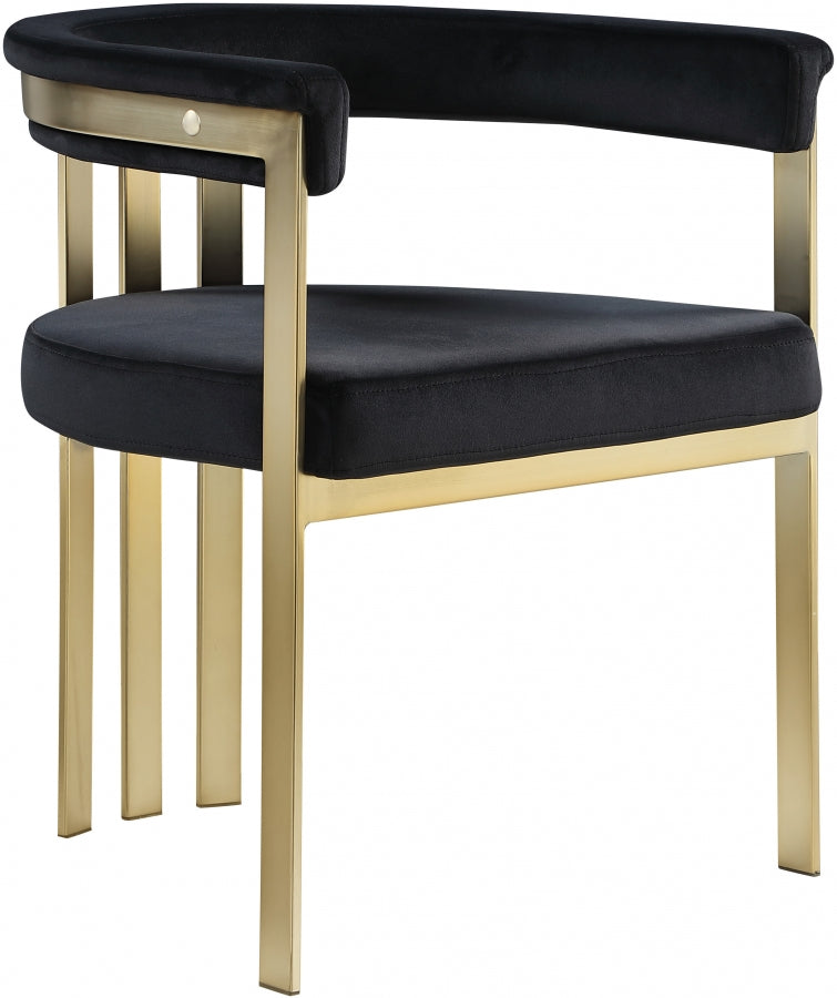 Marcello Velvet Upholstered Dining Chair in Black, Set of 2 - 595Black-C