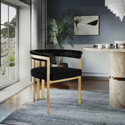 Marcello Velvet Upholstered Dining Chair in Black, Set of 2 - 595Black-C