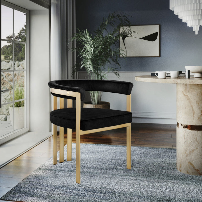Marcello Velvet Upholstered Dining Chair in Black, Set of 2 - 595Black-C