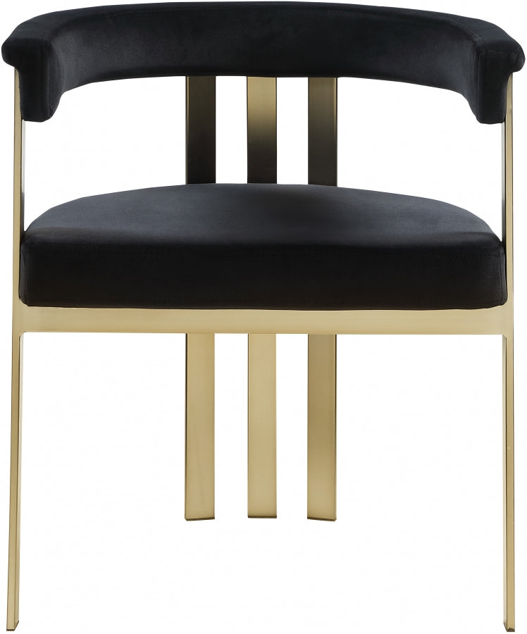 Marcello Velvet Upholstered Dining Chair in Black, Set of 2 - 595Black-C