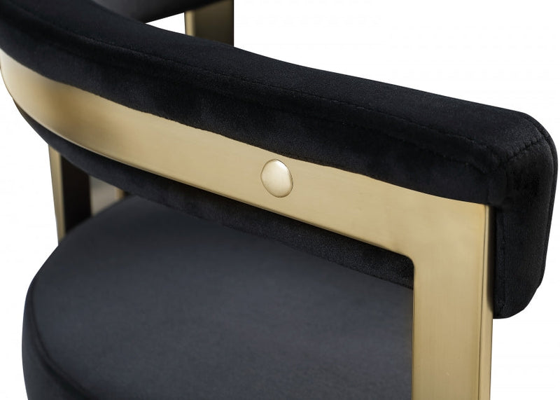 Marcello Velvet Upholstered Dining Chair in Black, Set of 2 - 595Black-C