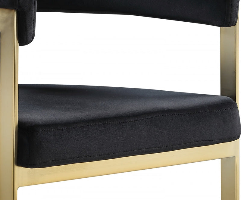 Marcello Velvet Upholstered Dining Chair in Black, Set of 2 - 595Black-C