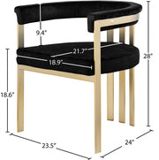 Marcello Velvet Upholstered Dining Chair in Black, Set of 2 - 595Black-C
