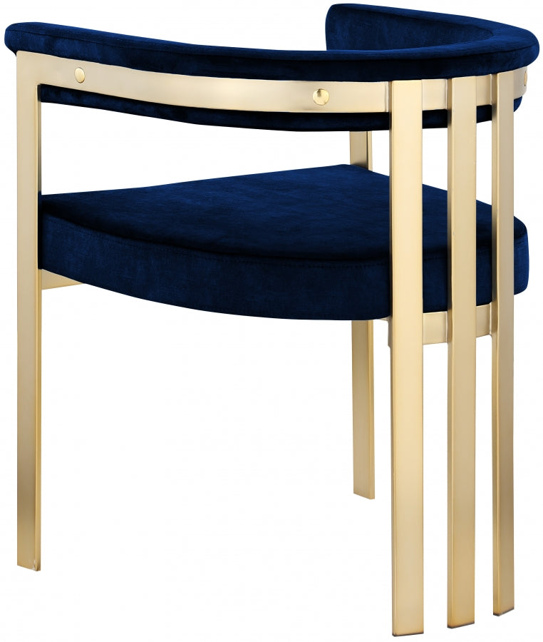 Marcello Velvet Upholstered Dining Chair in Blue, Set of 2 - 595Navy-C