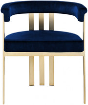 Marcello Velvet Upholstered Dining Chair in Blue, Set of 2 - 595Navy-C