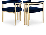 Marcello Velvet Upholstered Dining Chair in Blue, Set of 2 - 595Navy-C