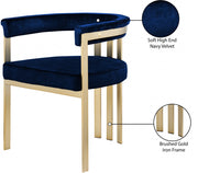 Marcello Velvet Upholstered Dining Chair in Blue, Set of 2 - 595Navy-C
