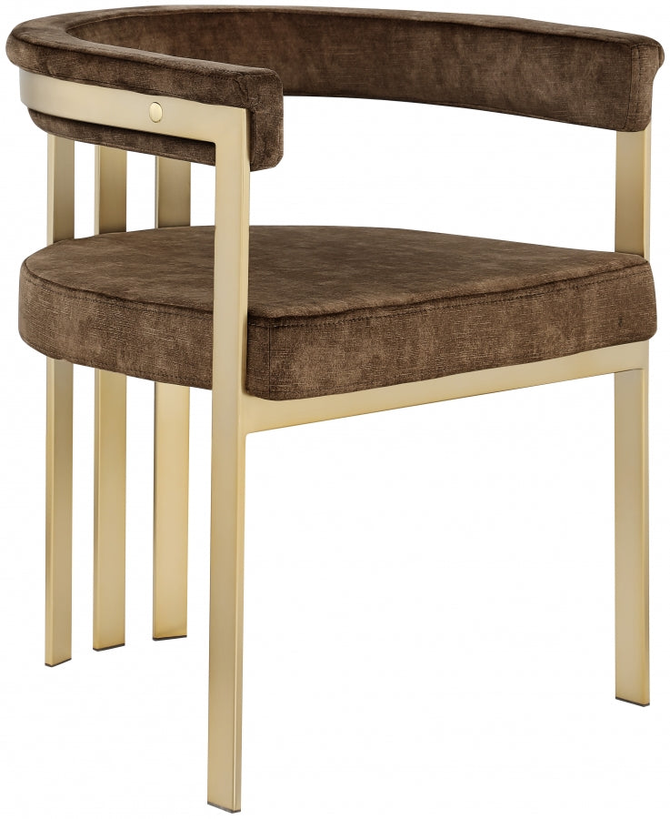 Marcello Velvet Upholstered Dining Chair in Brown, Set of 2 - 595Brown-C