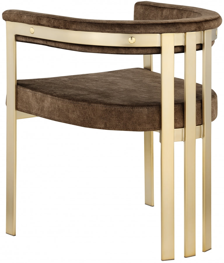Marcello Velvet Upholstered Dining Chair in Brown, Set of 2 - 595Brown-C