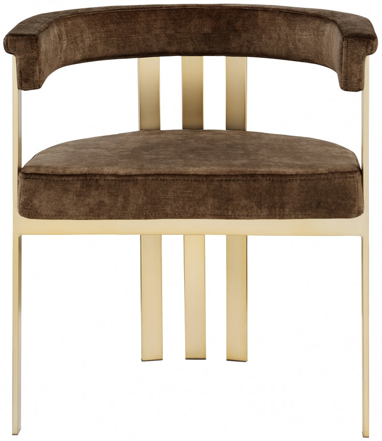 Marcello Velvet Upholstered Dining Chair in Brown, Set of 2 - 595Brown-C