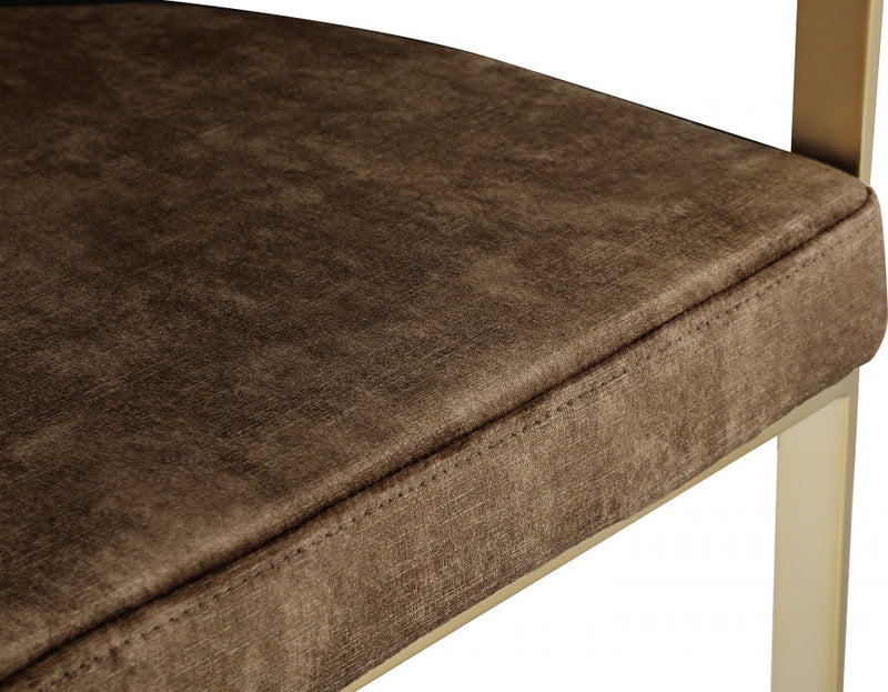 Marcello Velvet Upholstered Dining Chair in Brown, Set of 2 - 595Brown-C