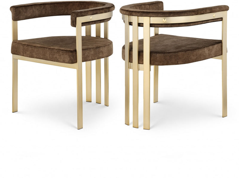 Marcello Velvet Upholstered Dining Chair in Brown, Set of 2 - 595Brown-C