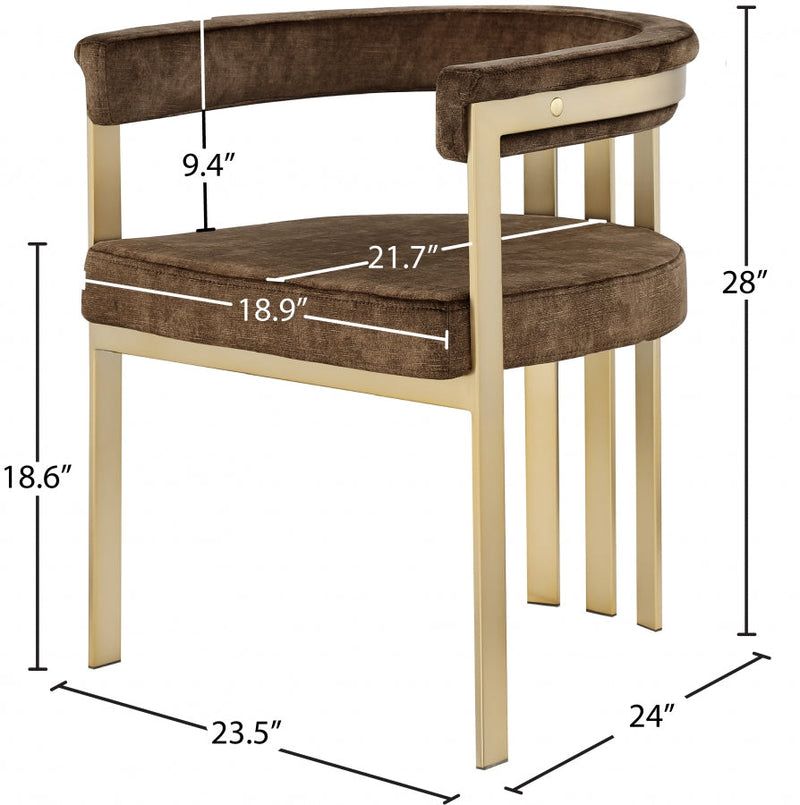 Marcello Velvet Upholstered Dining Chair in Brown, Set of 2 - 595Brown-C