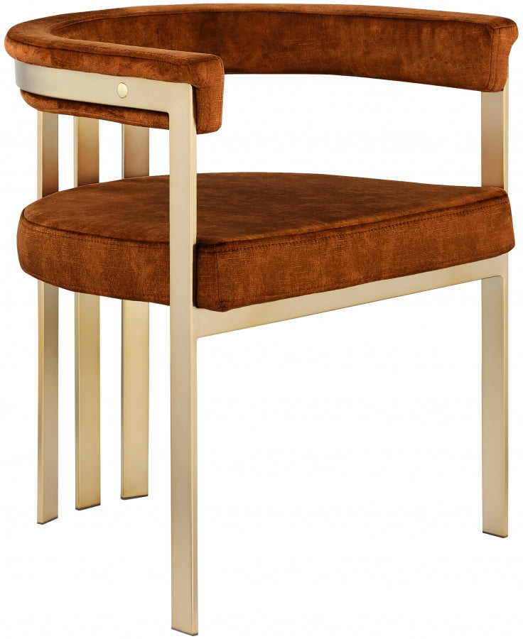 Marcello Velvet Upholstered Dining Chair in Cognac, Set of 2 - 595Cognac-C