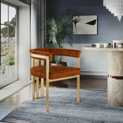 Marcello Velvet Upholstered Dining Chair in Cognac, Set of 2 - 595Cognac-C
