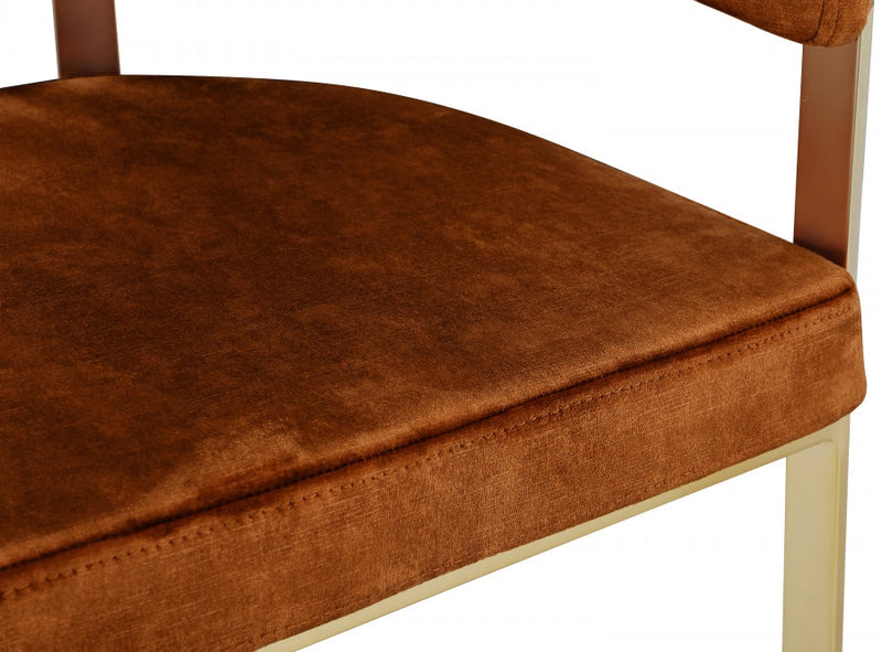 Marcello Velvet Upholstered Dining Chair in Cognac, Set of 2 - 595Cognac-C