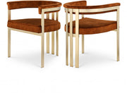 Marcello Velvet Upholstered Dining Chair in Cognac, Set of 2 - 595Cognac-C
