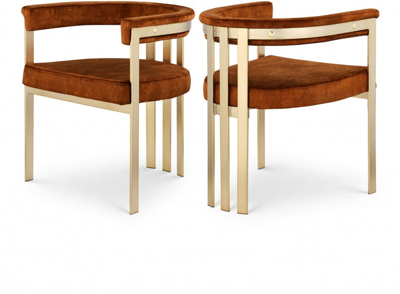 Marcello Velvet Upholstered Dining Chair in Cognac, Set of 2 - 595Cognac-C