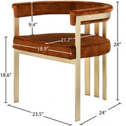 Marcello Velvet Upholstered Dining Chair in Cognac, Set of 2 - 595Cognac-C