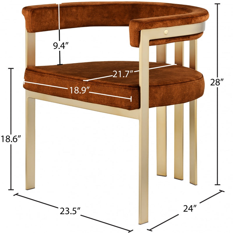 Marcello Velvet Upholstered Dining Chair in Cognac, Set of 2 - 595Cognac-C